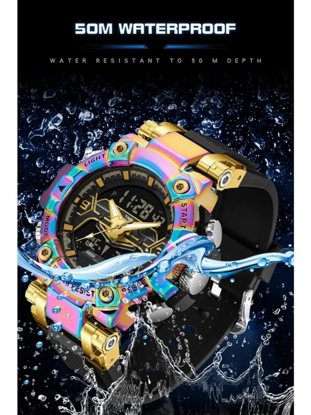 Men's Multi Color Analog Cool Designer Hombres Unique Electronics Duty Watch